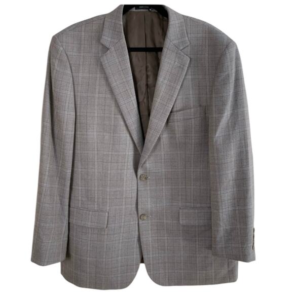 Joseph & Feiss Gold Size 46R Classic Fit Sport Coat Blazer jacket Wool Plaid - Picture 1 of 13